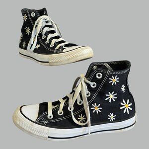 Converse Chuck Taylor All Star Hi Top Black Daisy 163038C Women Size 7 Men 5